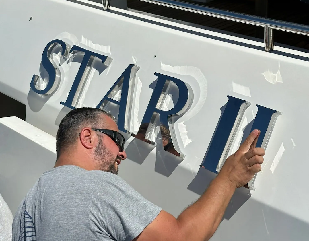 Mirror Stainless Steel Illuminated Yacht Sign